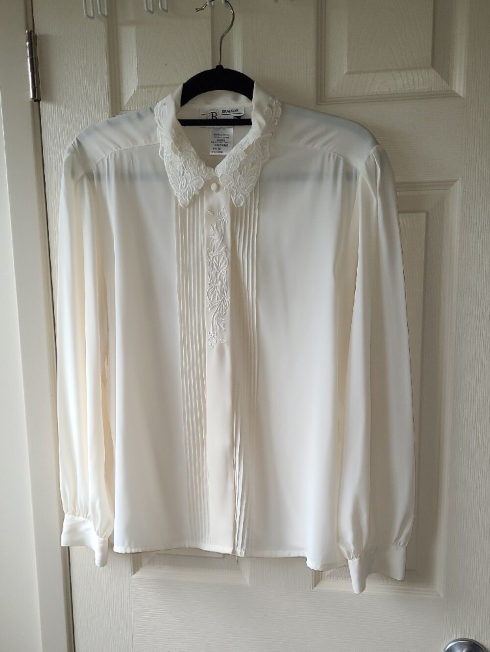 Vintage Jeremy Scott Cream Embroidered Collar Button-Down Blouse